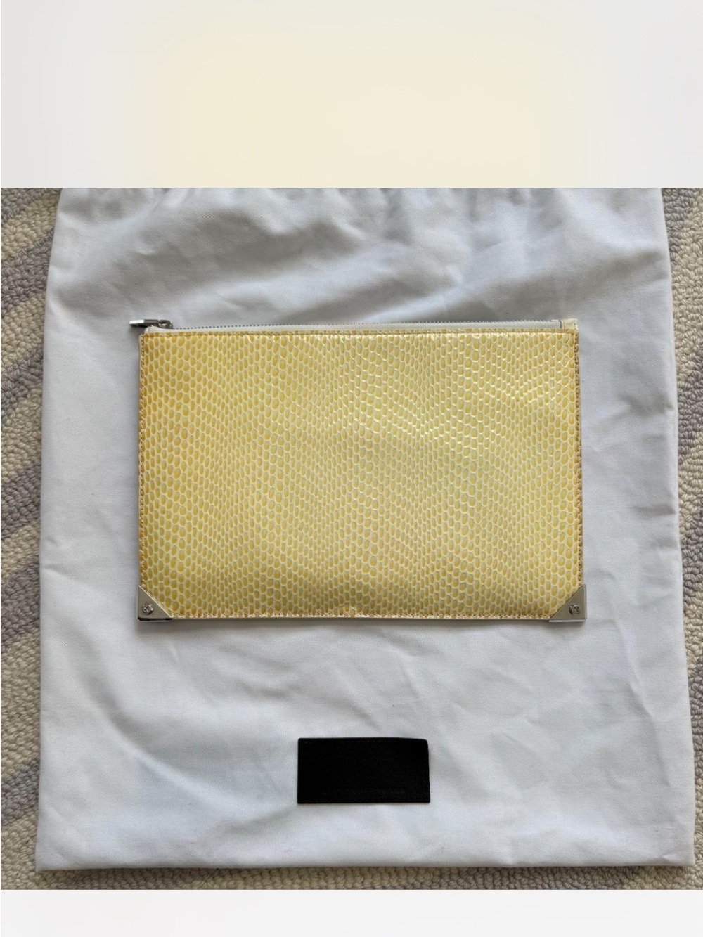 Alexander Wang butter yellow snakeskin clutch